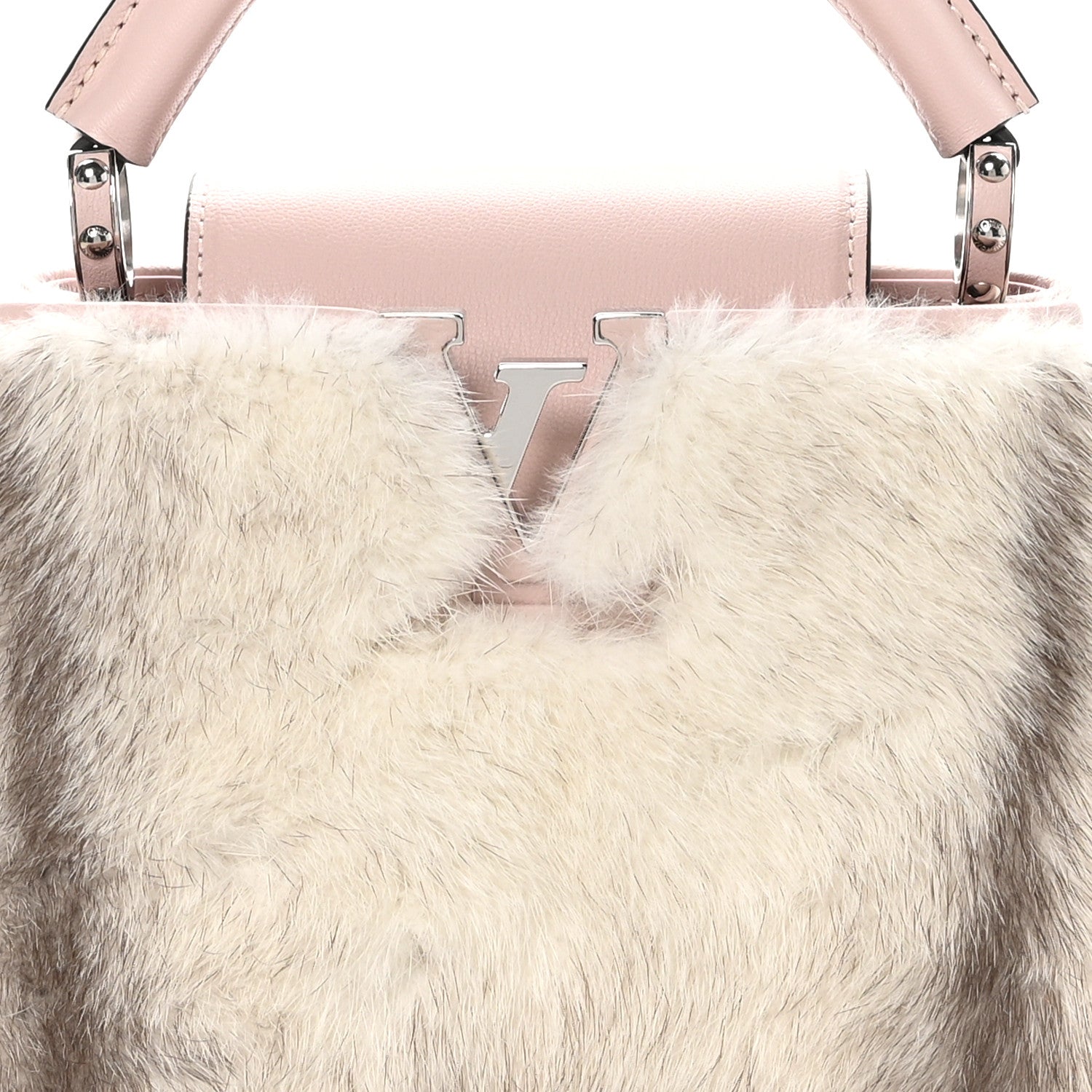 Louis Vuitton Mink Calfskin Goatskin Capucines Mini Silver Snow Grey Rosewater Pink 8 of 11