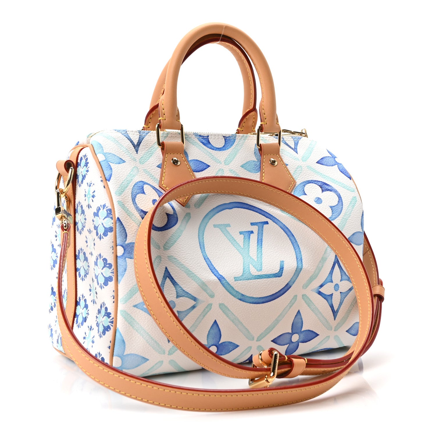 Louis Vuitton Monogram Tiles By The Pool Speedy Bandouliere 25 Lagoon Blue 2 of 8