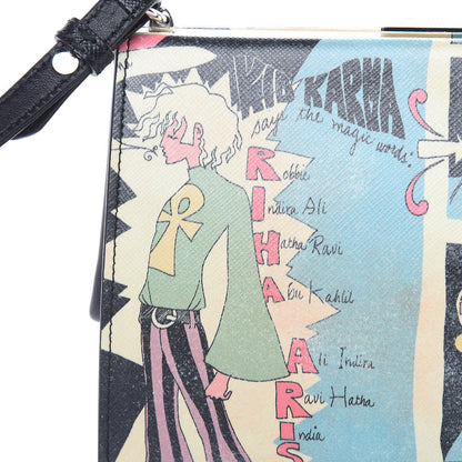 Prada Saffiano Vintage Comics Light Frame Bag Lago Black 8 of 11