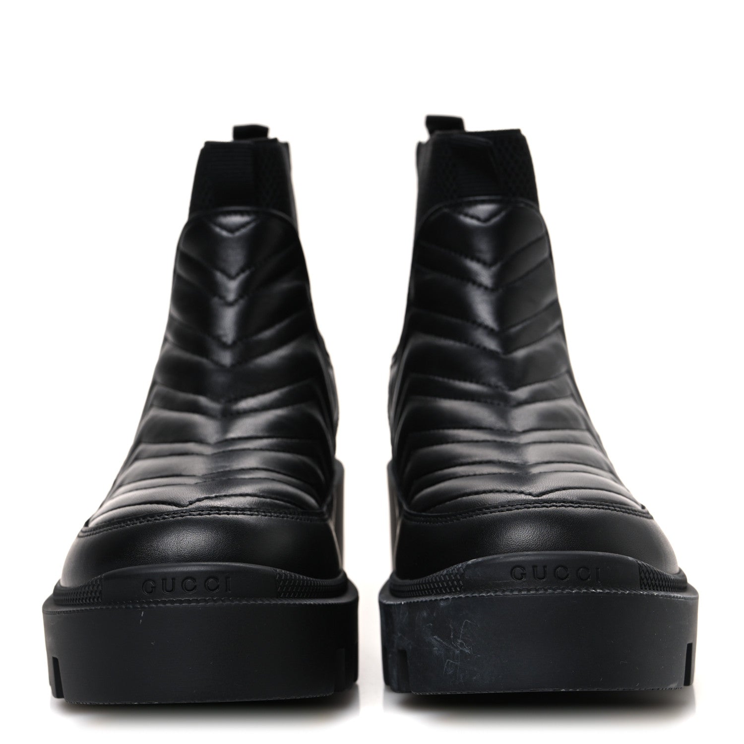 Gucci Calfskin Nappa Matelasse Frances Chelsea Boots 38.5 Black 3 of 13