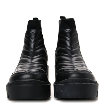 Gucci Calfskin Nappa Matelasse Frances Chelsea Boots 38.5 Black 3 of 13