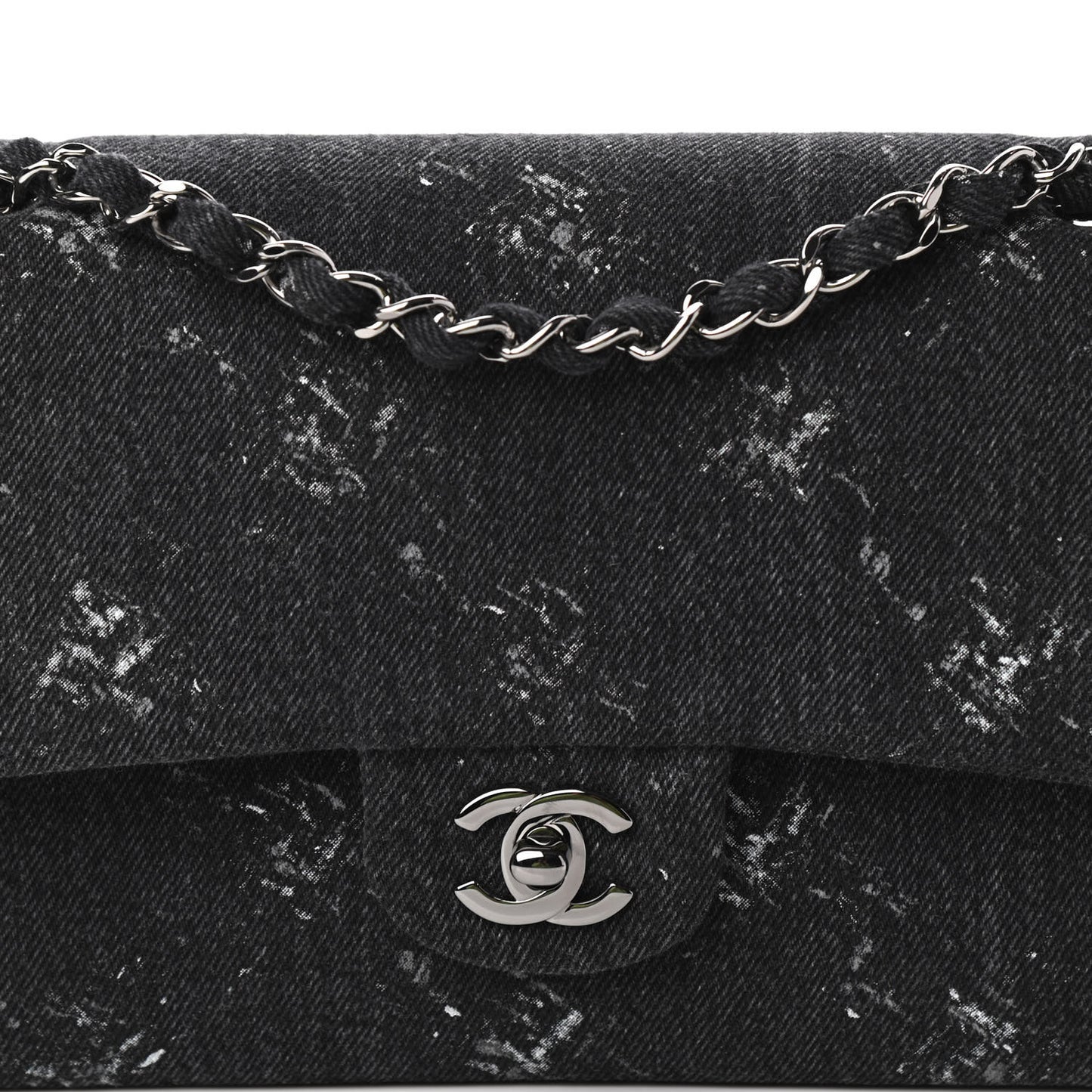 Denim Medium Double Flap Black