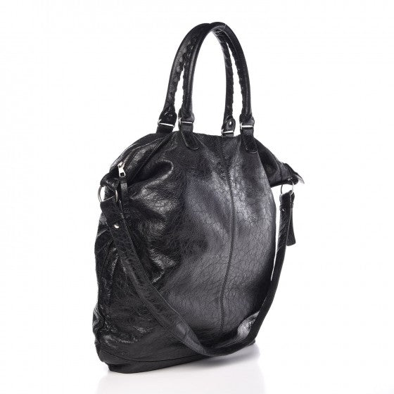 Agneau Classic Hardware Large Square Tote Black