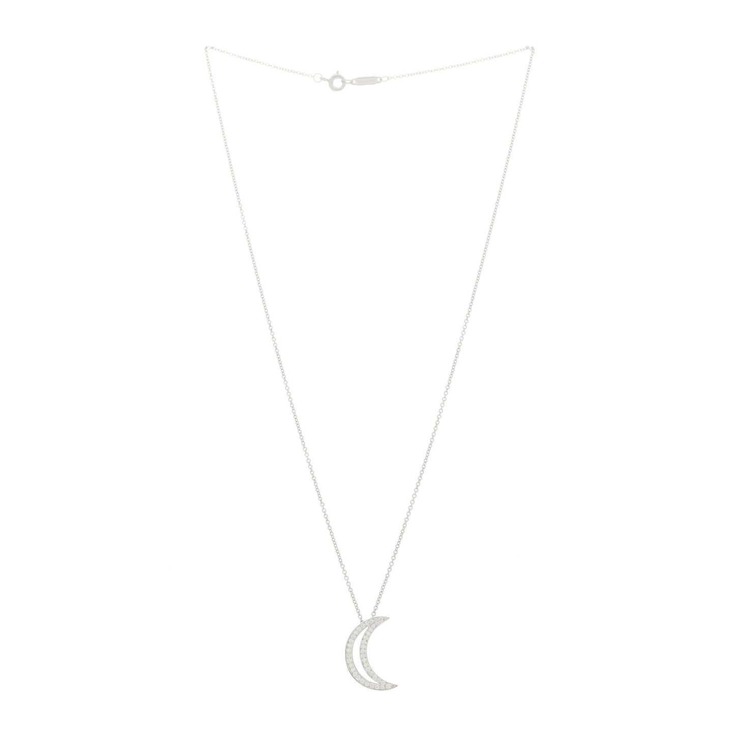 Platinum Diamond Moon Pendant Necklace