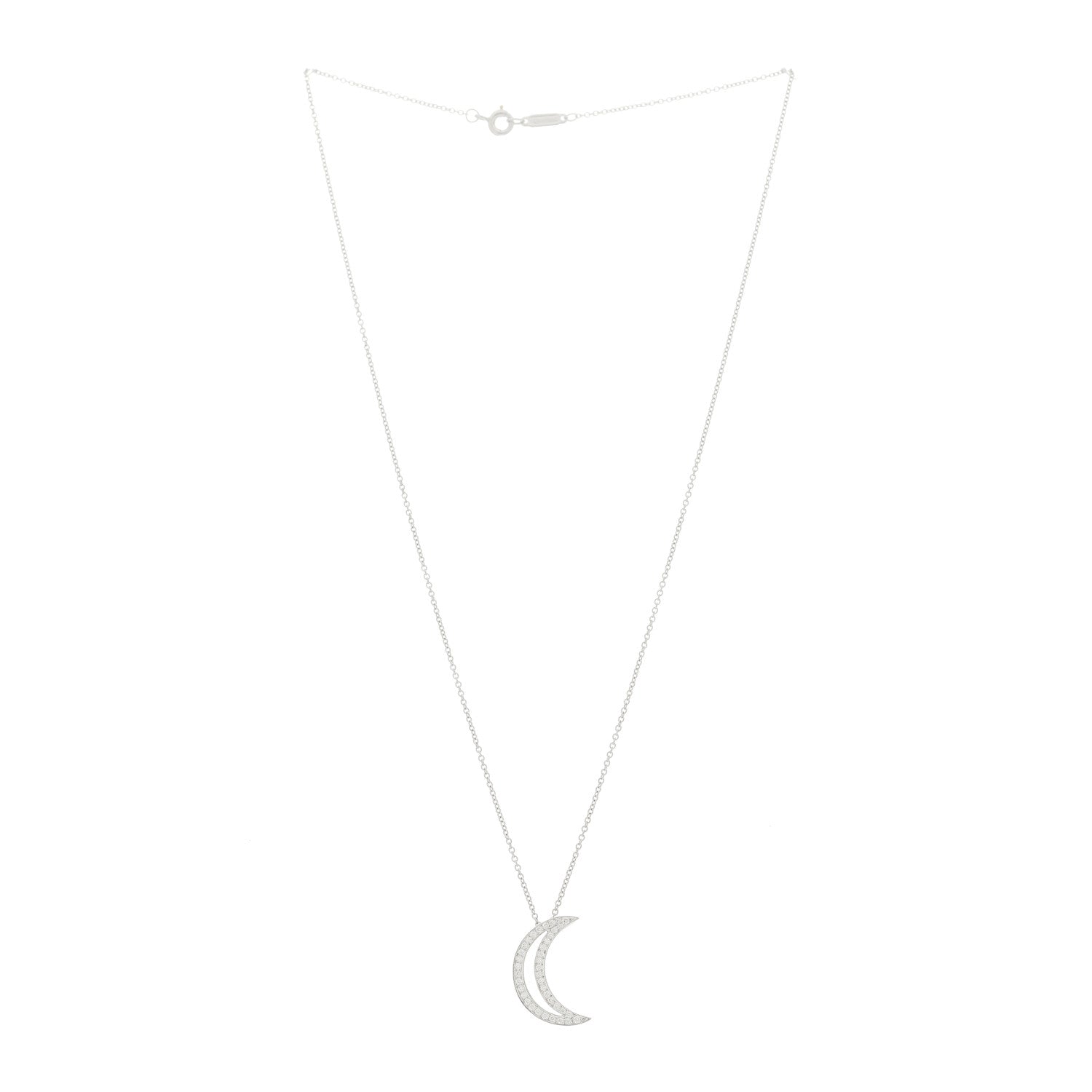 Tiffany Platinum Diamond Moon Pendant Necklace 3 of 5