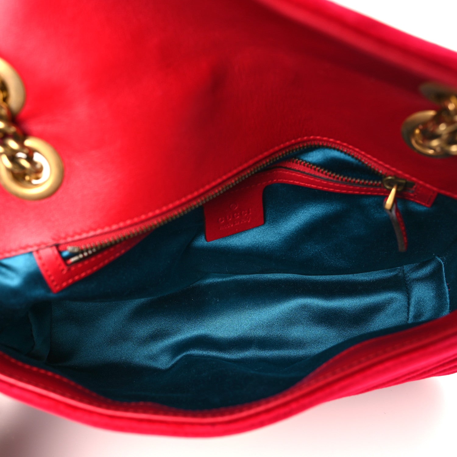 Gucci Velvet Matelasse Small GG Marmont Shoulder Bag Hibiscus Red 5 of 9