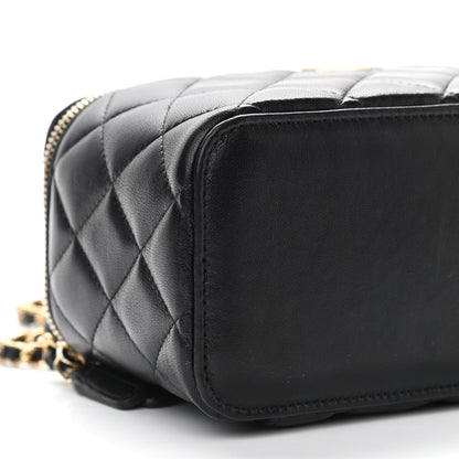 Chanel Lambskin Quilted Small Top Handle Vanity Case With Chain Black 9 of 11