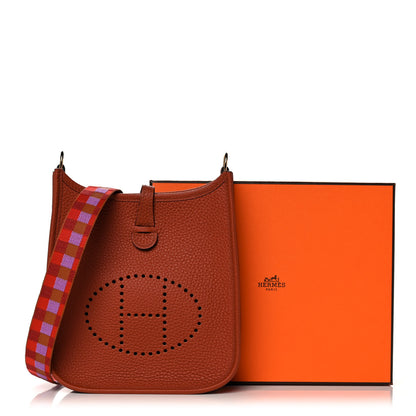 Hermes Taurillon Clemence Maxi Quadrille Evelyne TPM Cuivre Capucine Parme Rouge Duchess 13 of 13