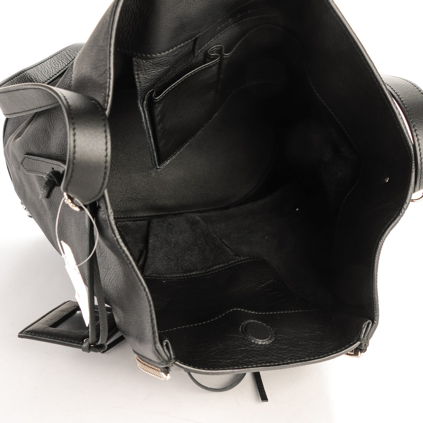 Veau Papier Classic Hardware Drop Bucket Bag Black