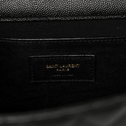 Saint Laurent Grain De Poudre Textured Mixed Matelasse Triquilt Medium Monogram Satchel Black 6 of 10