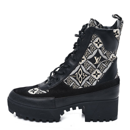 Louis Vuitton Suede Calfskin Jacquard Since 1854 Laureate Platform Desert Boots 40 Black 1 of 8