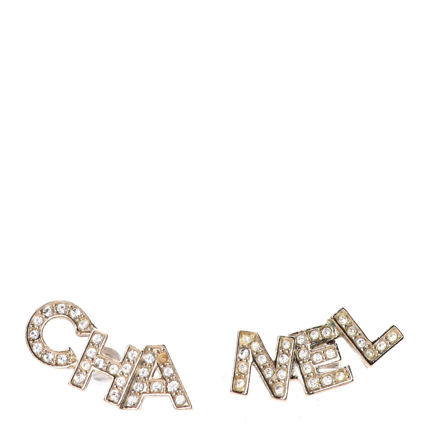 Chanel Crystal Pearl Signature Stud Earrings Gold 1 of 4