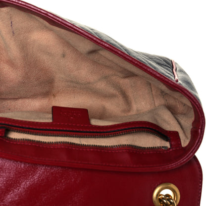 Gucci Vintage Effect Calfskin Matelasse Diagonal Small Torchon GG Marmont Shoulder Bag Black Romantic Cherry 5 of 15