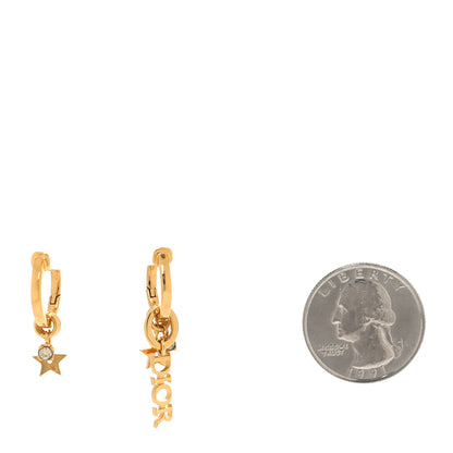 Christian Dior Crystal Chain Hoop Earrings Gold 2 of 4
