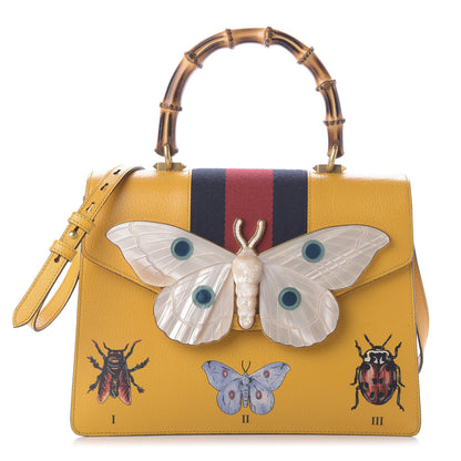 Gucci Textured Calfskin Bamboo Web Medium Falena Moth Top Handle Bag Crop 1 of 10