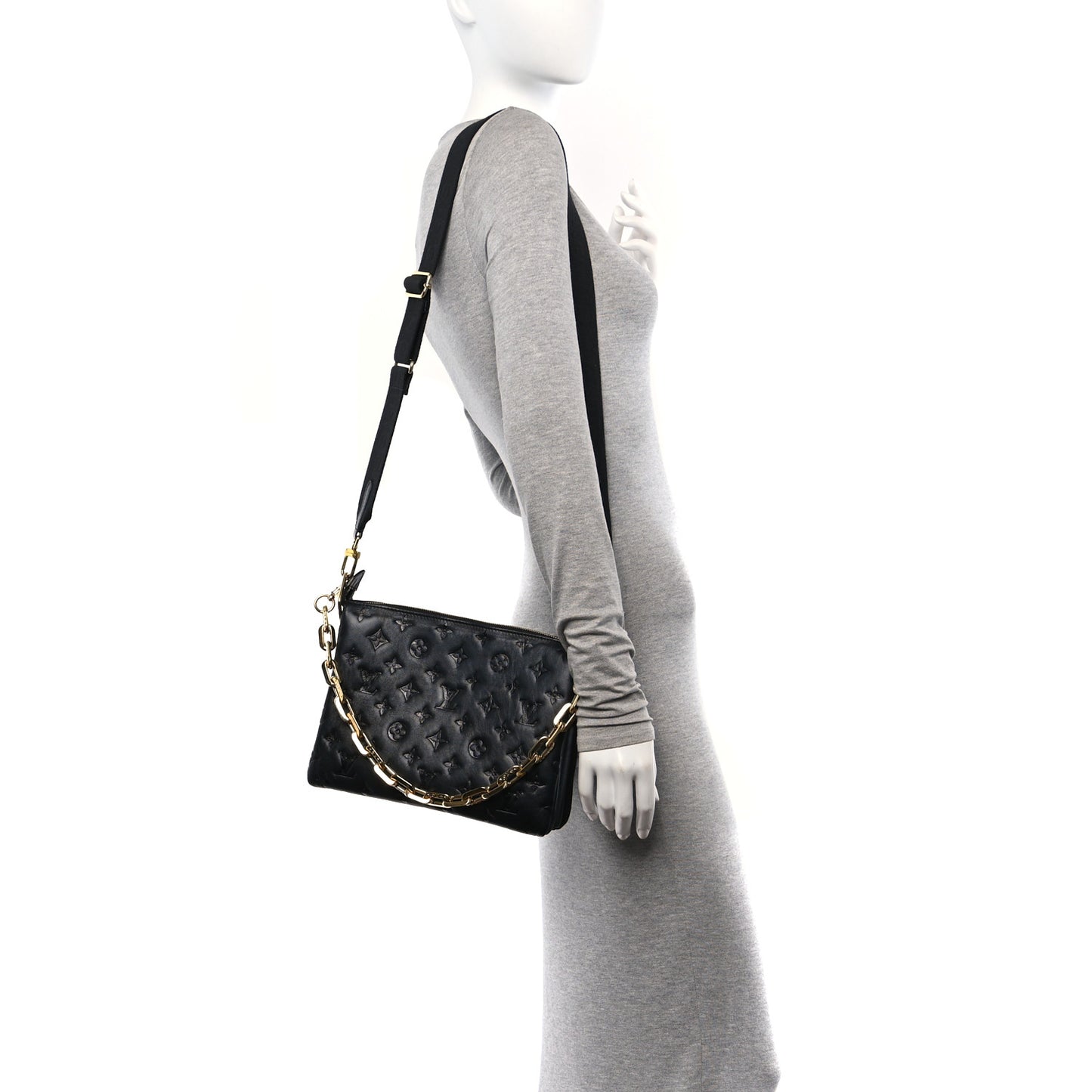 Lambskin Embossed Monogram Coussin PM Black