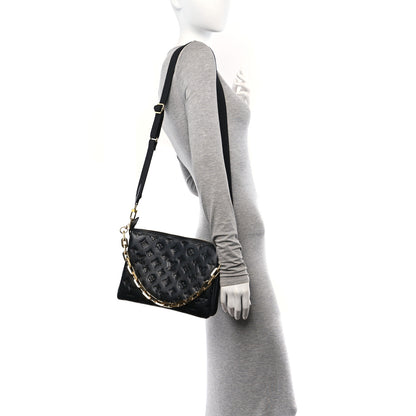 Louis Vuitton Lambskin Embossed Monogram Coussin PM Black 2 of 11