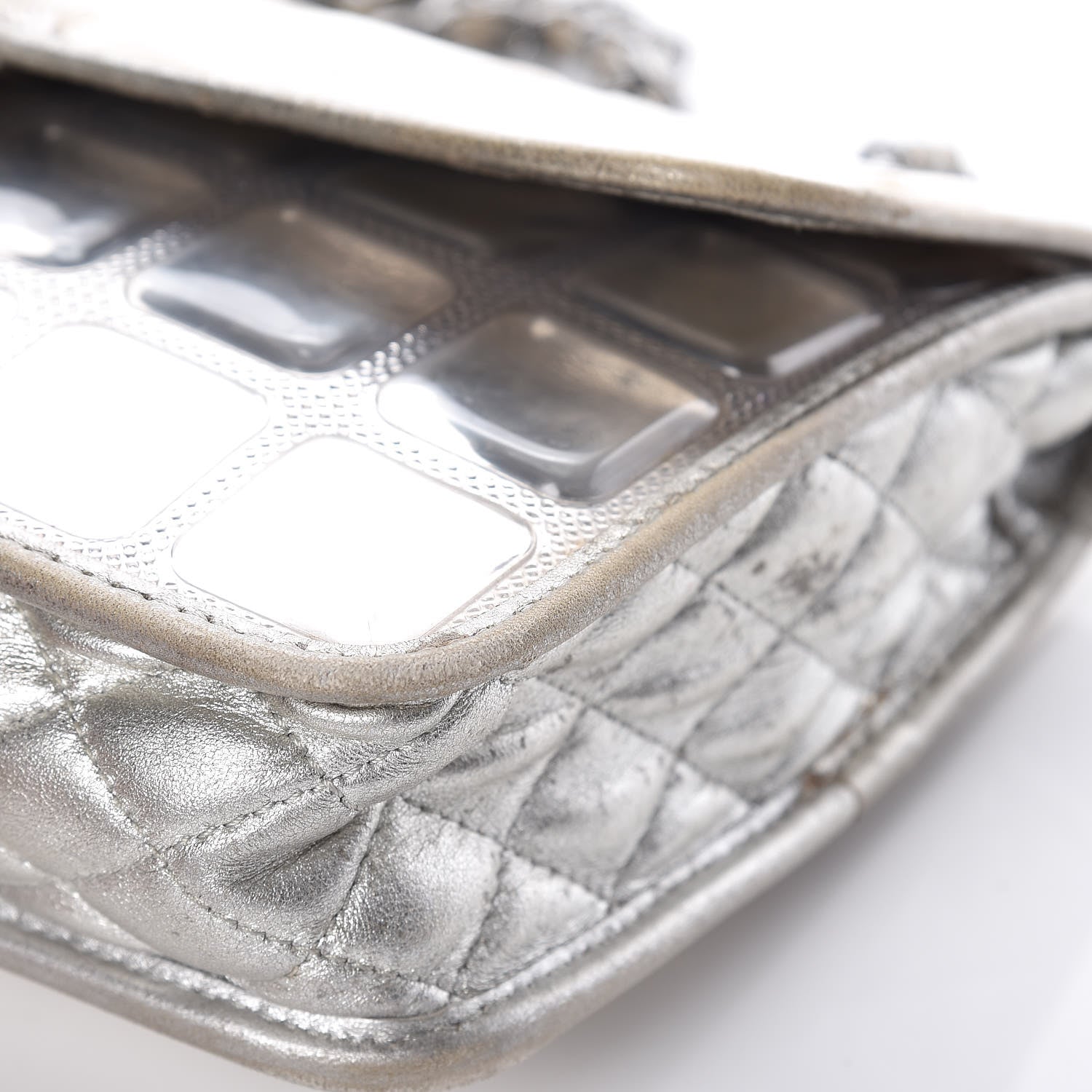 Chanel Vinyl Large Ice Cube Flap Silver 12 of 15