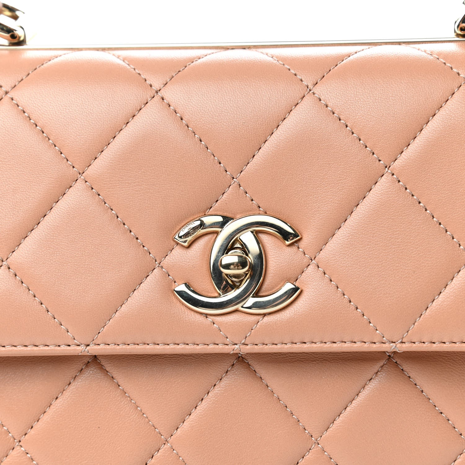 Chanel Lambskin Quilted Small Trendy CC Flap Dual Handle Bag Camel 9 of 10