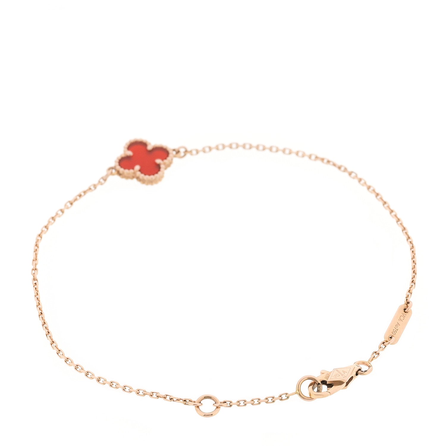 Van Cleef & Arpels 18K Rose Gold Carnelian Sweet Alhambra Bracelet 2 of 5
