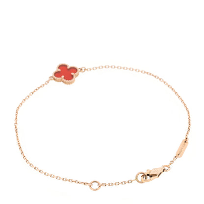 Van Cleef & Arpels 18K Rose Gold Carnelian Sweet Alhambra Bracelet 2 of 5