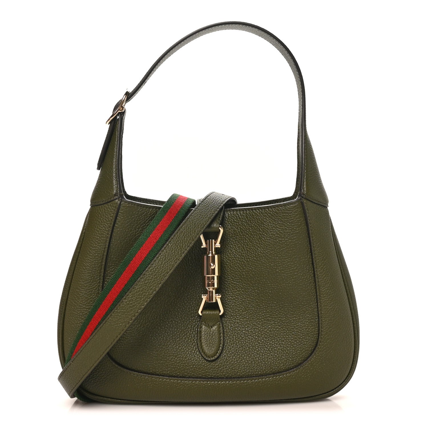 Gucci Grand Prix Calfskin Web Medium Jackie 1961 Hobo Dark Green 1 of 9
