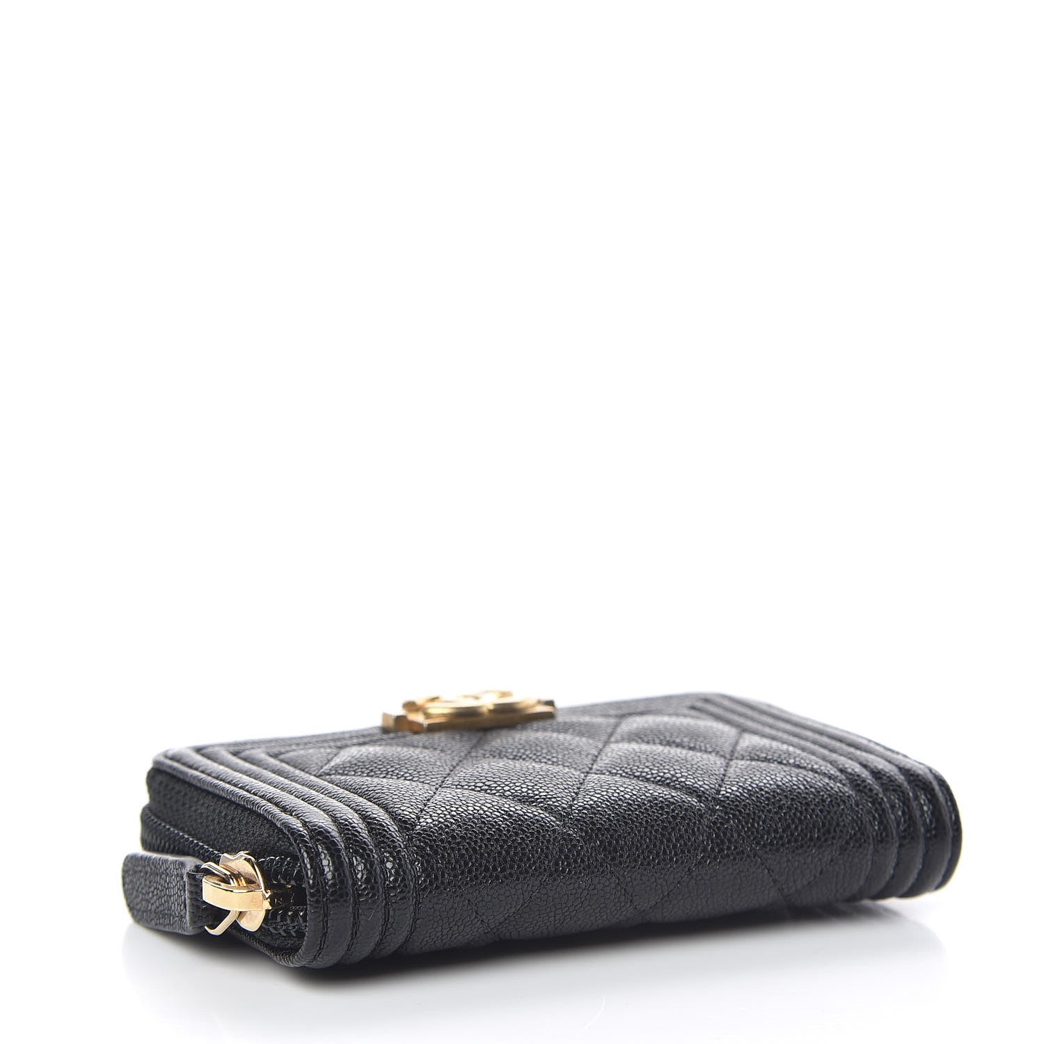 Chanel Caviar Quilted Boy Zip Around Coin Purse Wallet Black 4 of 8