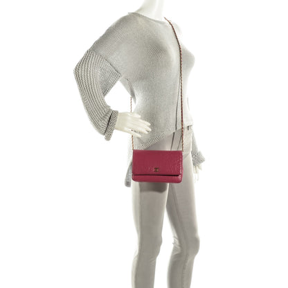 Chanel Lambskin Camellia Embossed Wallet On Chain WOC Pink 2 of 9
