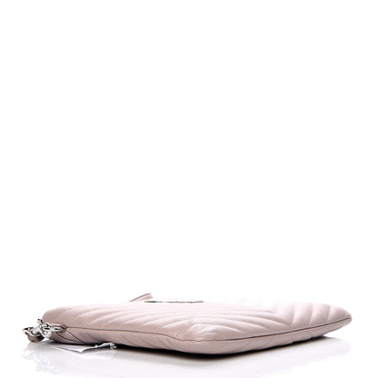 Saint Laurent Calfskin Matelasse Chevron Monogram A5 Wristlet Rose Poudre 4 of 10