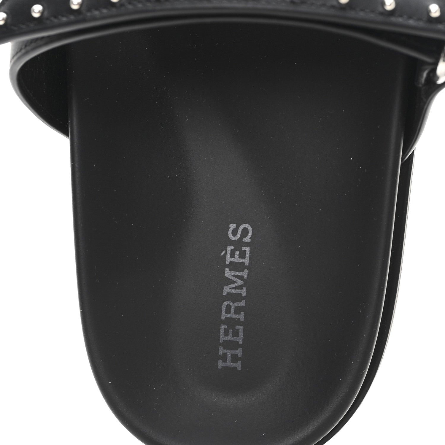 Hermes Calfskin Medor Studded Womens Chypre Sandals 37 Black