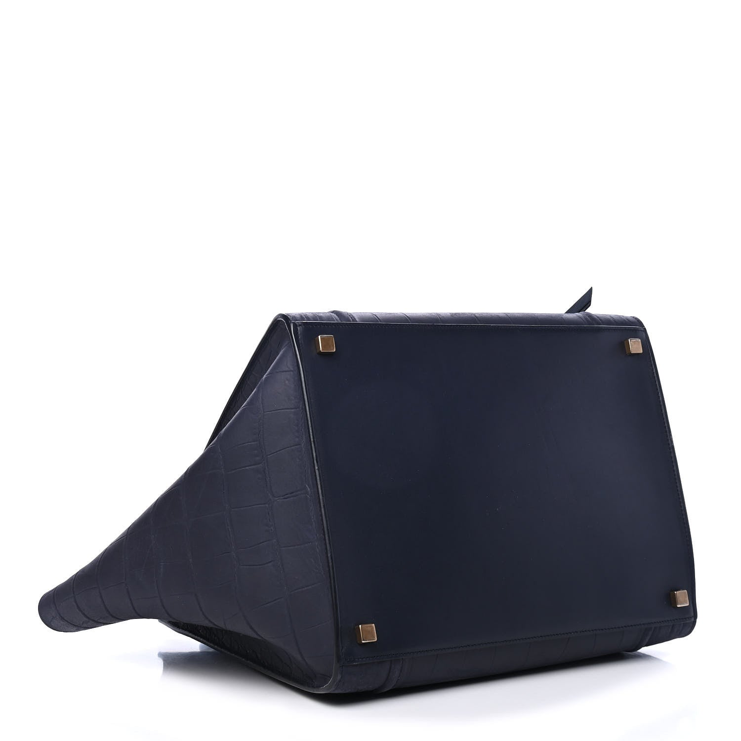 Celine Crocodile Embossed Calfskin Medium Phantom Luggage Navy Blue 3 of 4