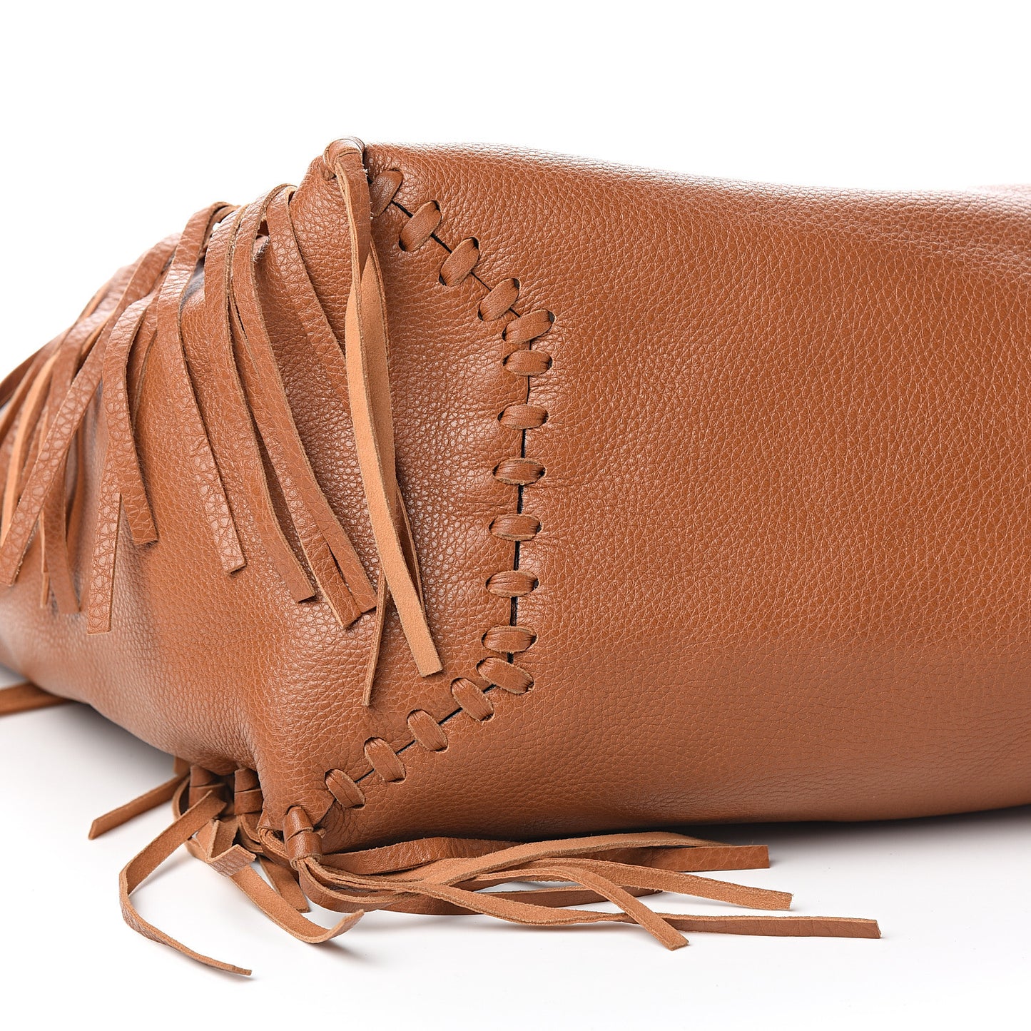 Grained Calfskin C-Rockee Fringe Tote Light Cuir