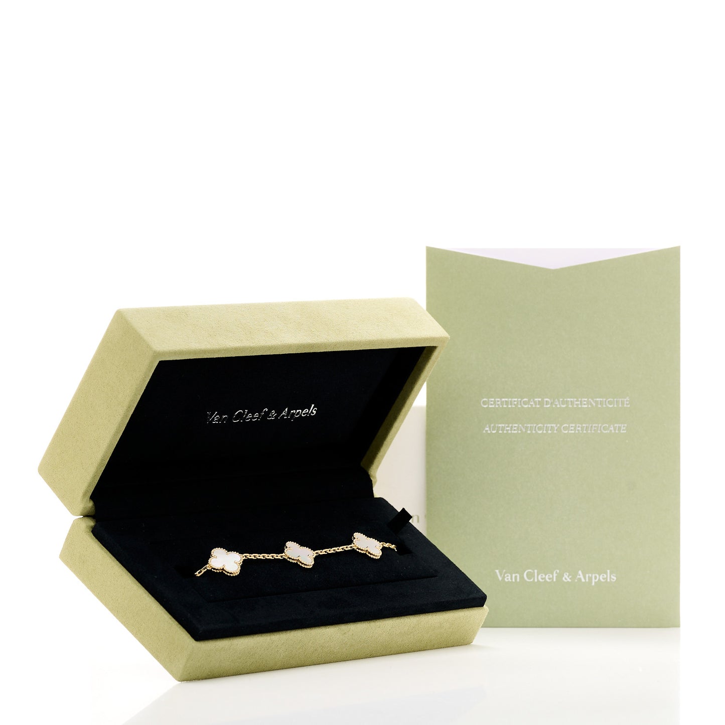 18K Yellow Gold Mother of Pearl 5 Motifs Vintage Alhambra Bracelet