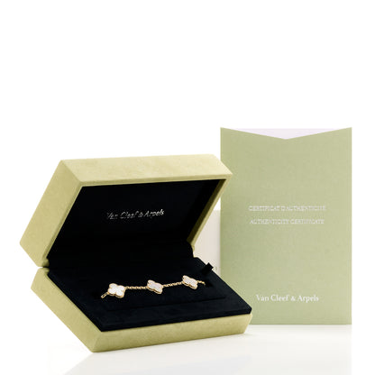 Van Cleef & Arpels 18K Yellow Gold Mother of Pearl 5 Motifs Vintage Alhambra Bracelet 7 of 7