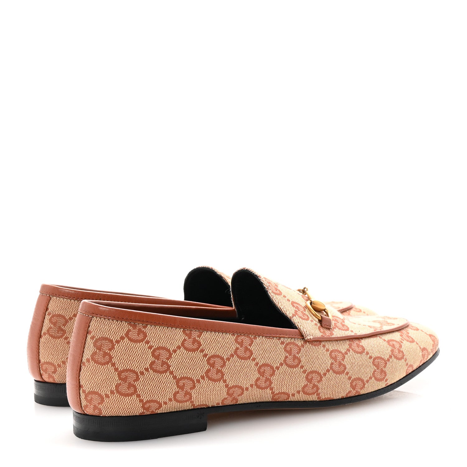 Gucci Canvas GG Monogram Horsebit Womens Jordaan Loafers 39.5 Beige Ruggine Rust 5 of 10