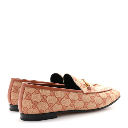 Gucci Canvas GG Monogram Horsebit Womens Jordaan Loafers 39.5 Beige Ruggine Rust 5 of 10