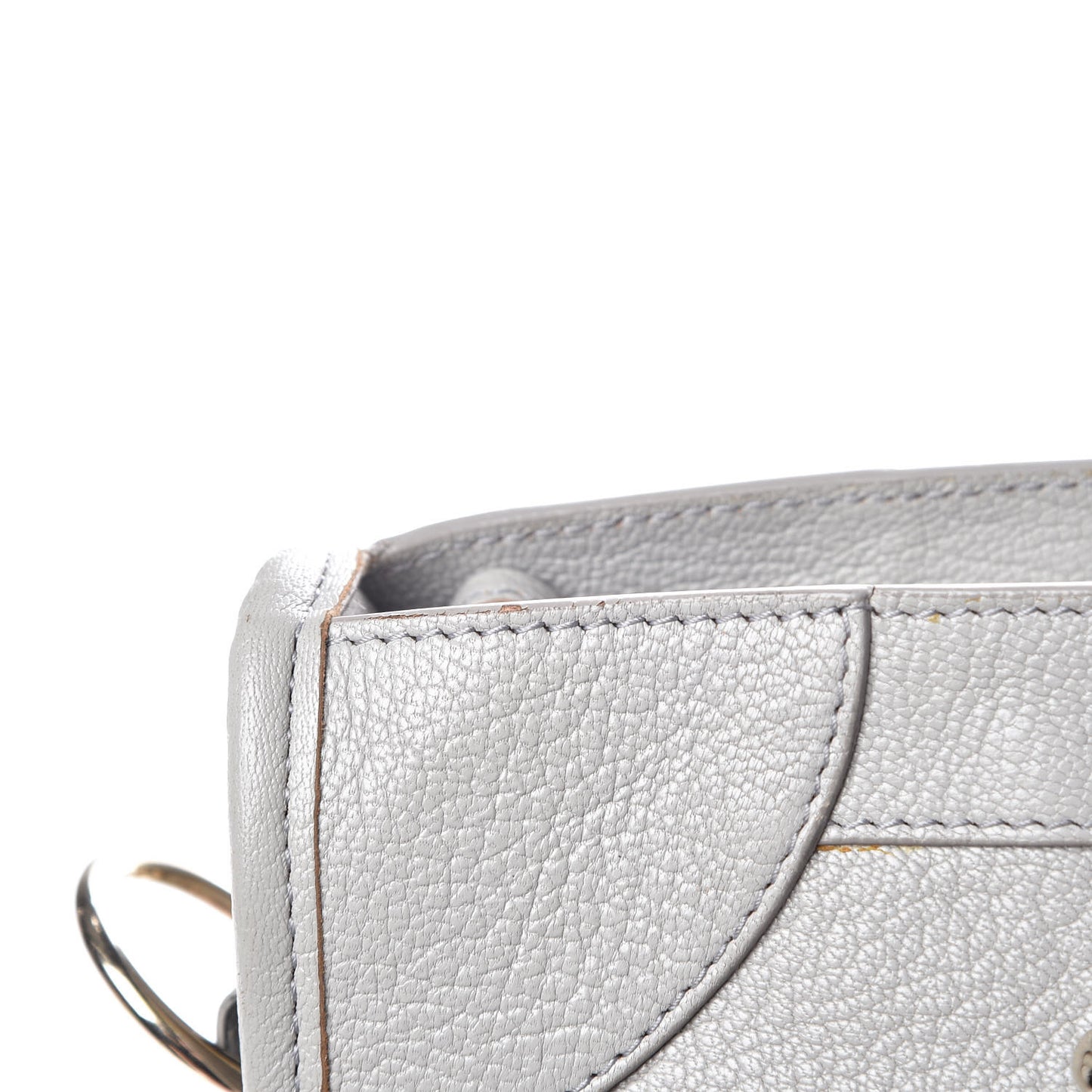 Chevre Gold Metallic Edge Hardware City Gris Perle