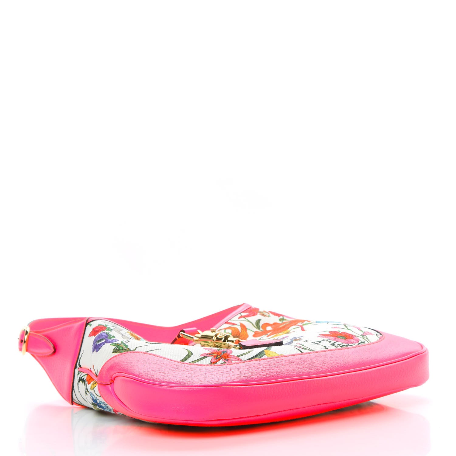 Gucci Canvas Flora Medium Jackie Hobo Fuchsia 4 of 12