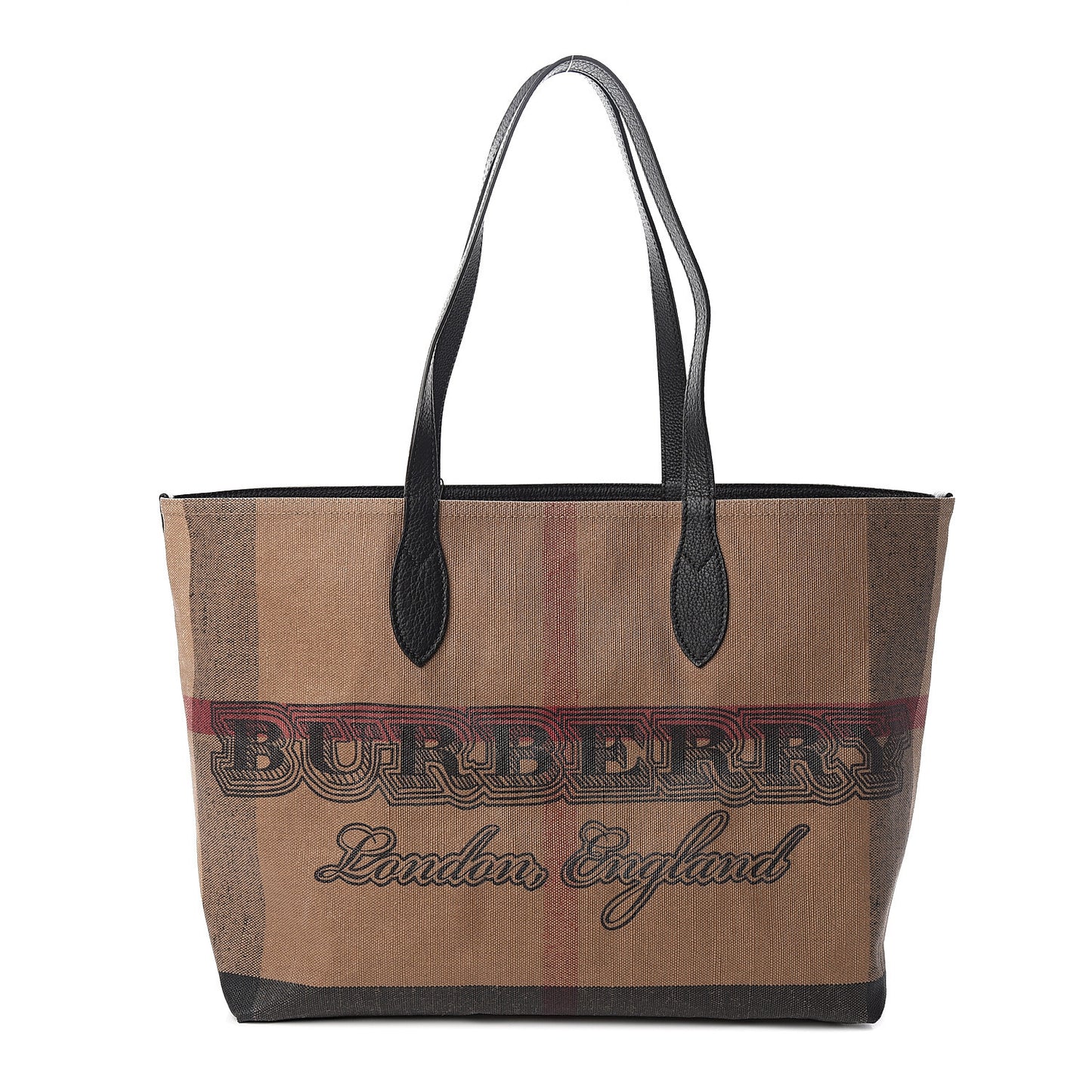 Coated Canvas Mega Check Medium Doodle Tote Black