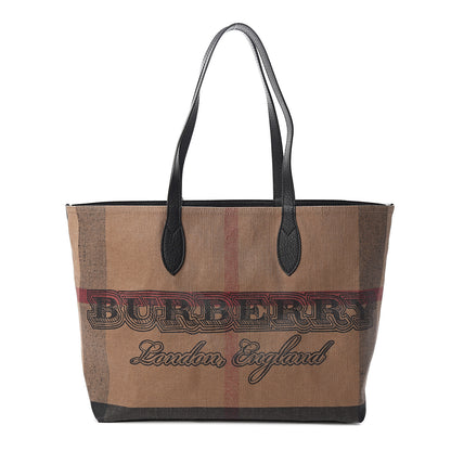 Burberry Coated Canvas Mega Check Medium Doodle Tote Black 1 of 14