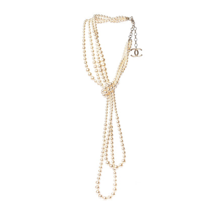 Chanel Pearl Multi Strand CC Necklace Gold 3 of 6
