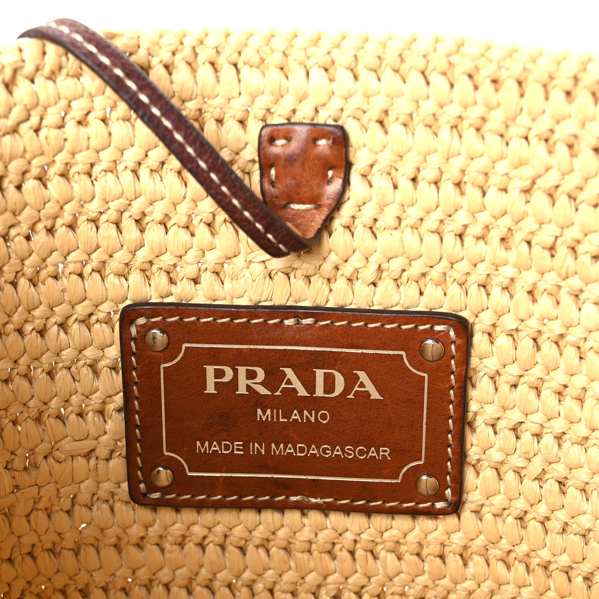 Prada Crochet Vitello Secchiello Bucket Bag Naturale Brandy 7 of 12