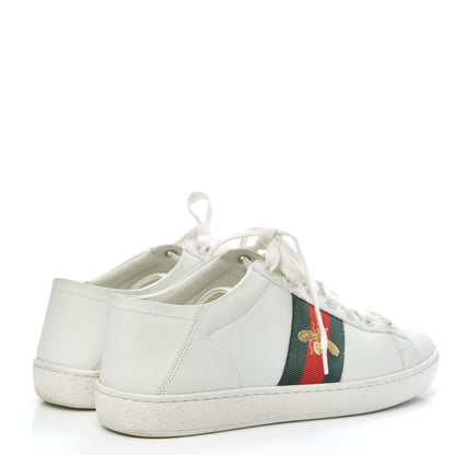 Gucci Calfskin Web Bee Embroidered Womens Ace Sneakers 37 White Green 4 of 12