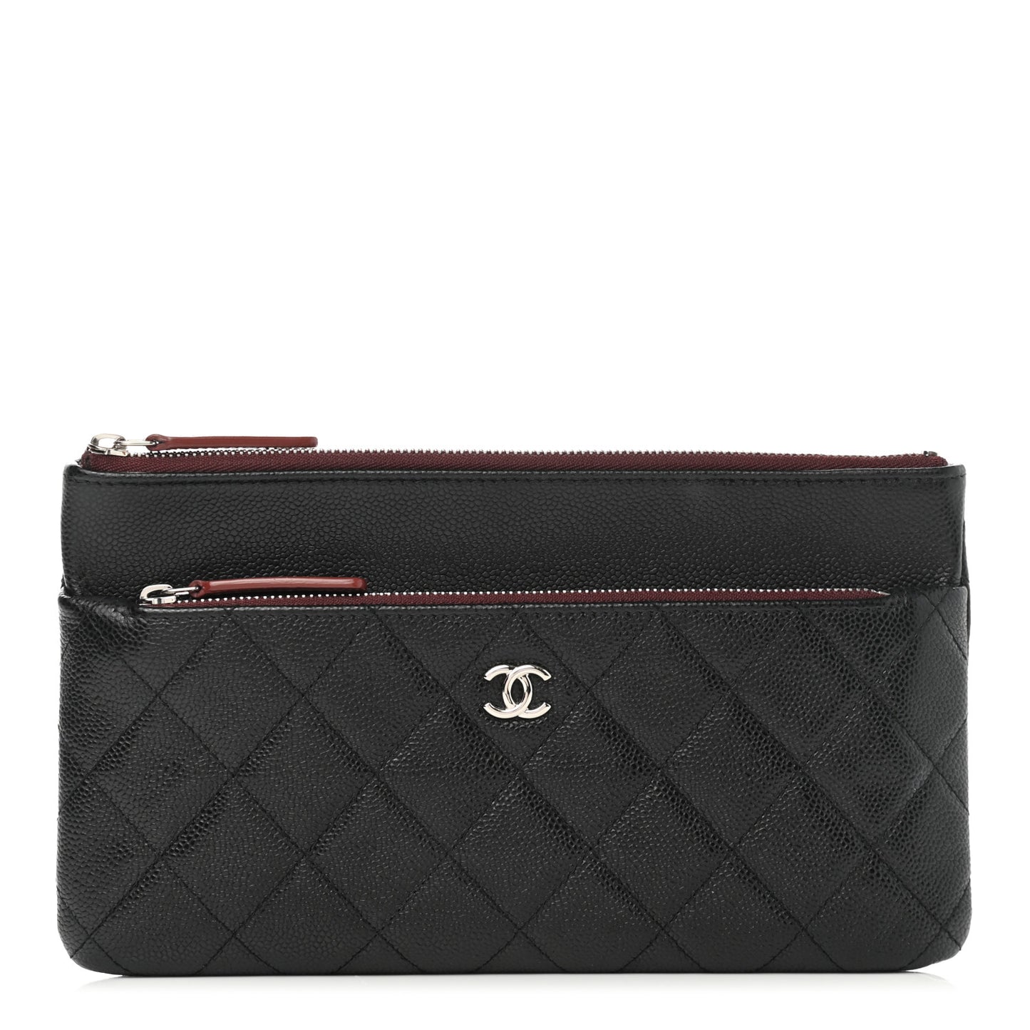 Caviar Quilted Double Zip Cosmetic Case Black