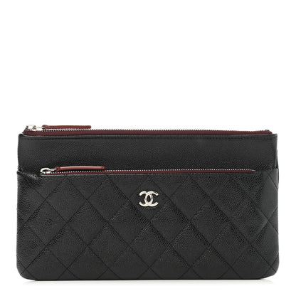 Chanel Caviar Quilted Double Zip Cosmetic Case Black 1 of 9