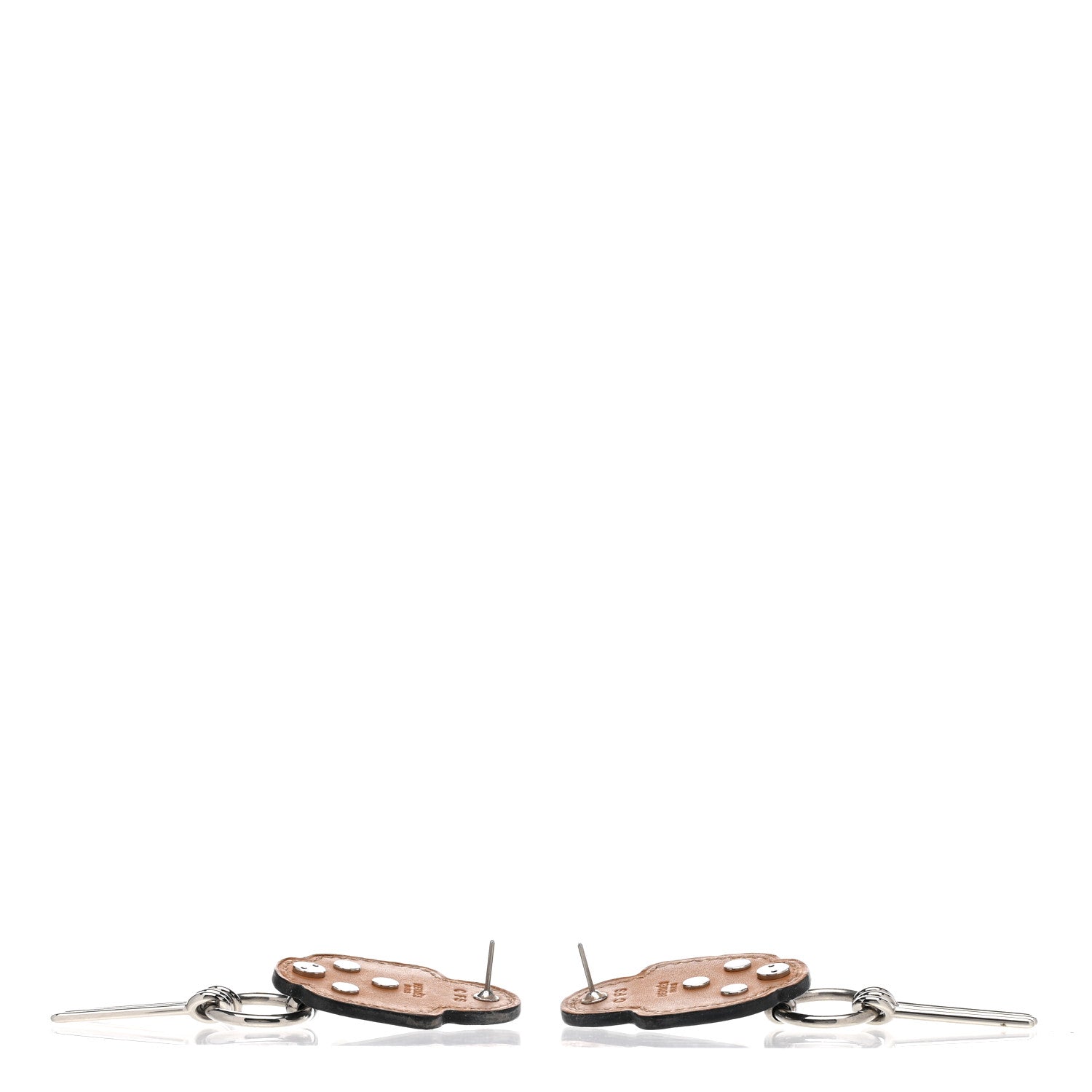 Hermes Palladium Swift Studded Carnaby Drop Earrings Black 3 of 5