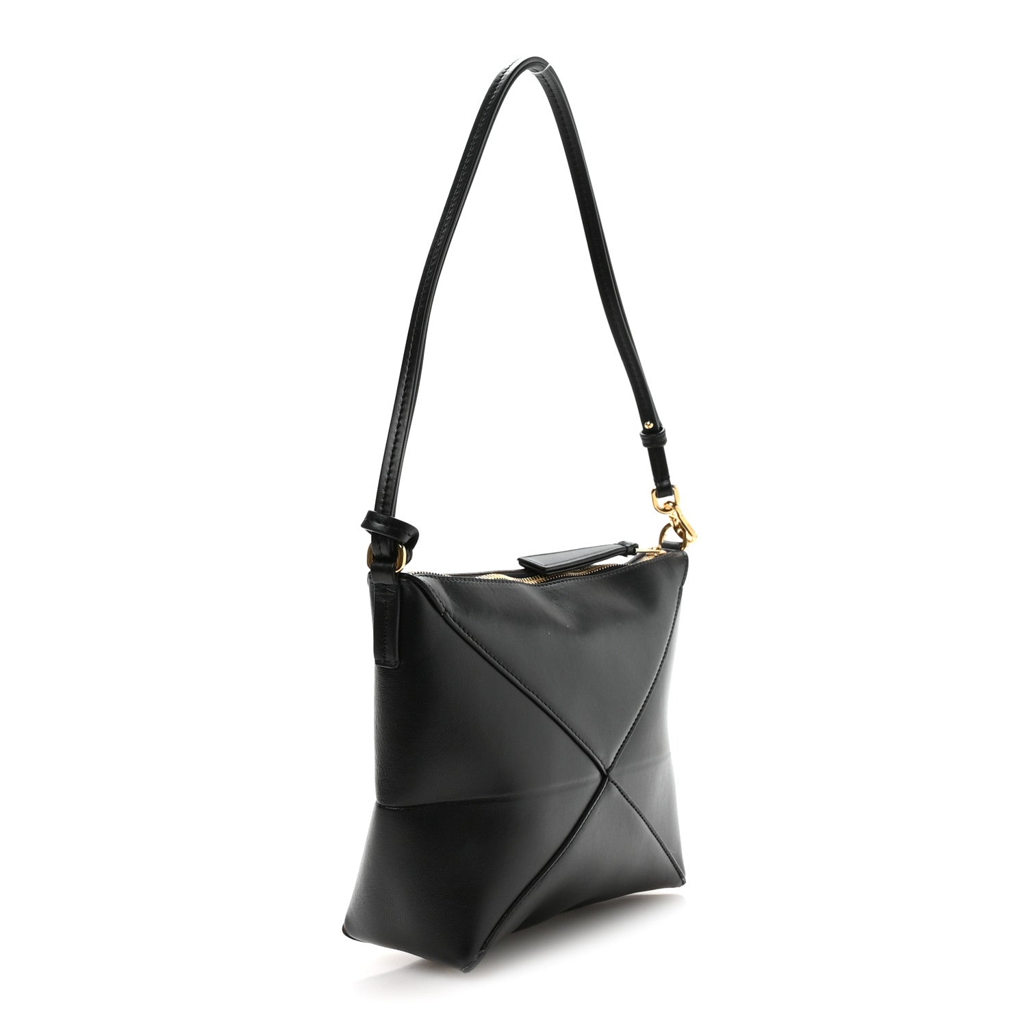 Loewe Shiny Calfskin Puzzle Fold Pouch Black 3 of 9