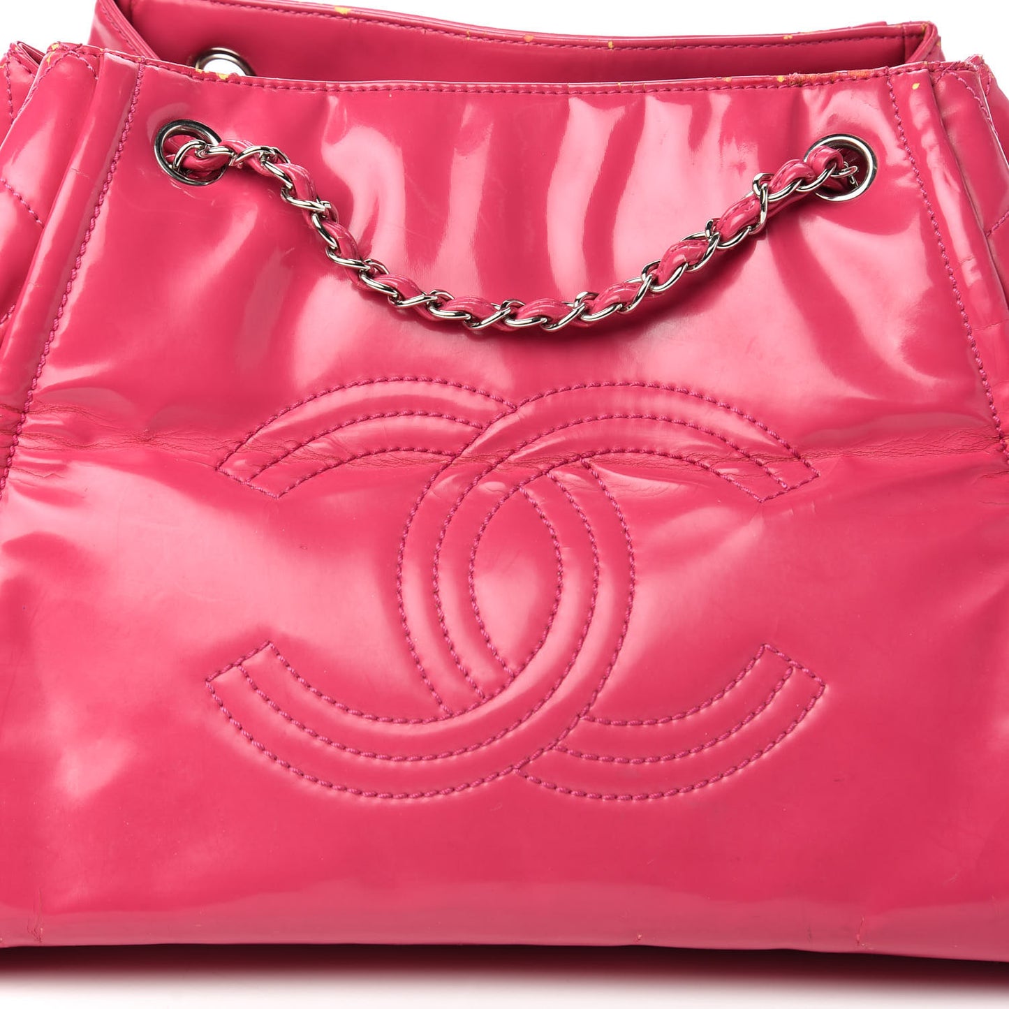 Vinyl Lipstick Ligne Accordion Tote Pink
