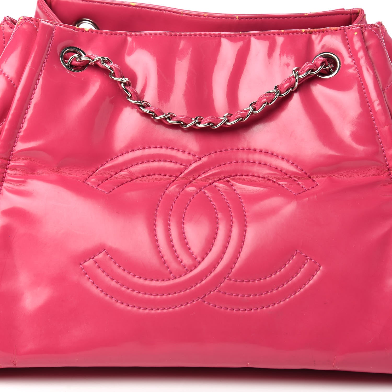 Chanel Vinyl Lipstick Ligne Accordion Tote Pink 10 of 16