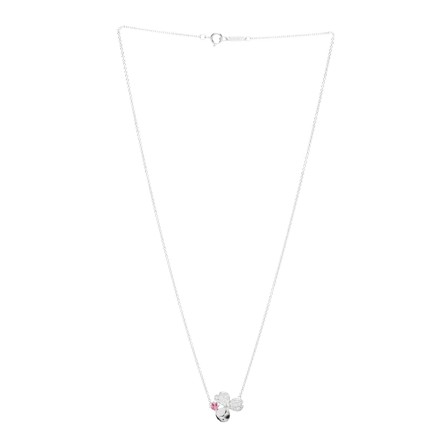 Tiffany Platinum Diamond Pink Tourmaline Paper Flowers Pendant Necklace 3 of 4